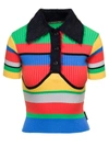 Andersson Bell Nelly Striped Viscose Blend Polo Top In Multicolor