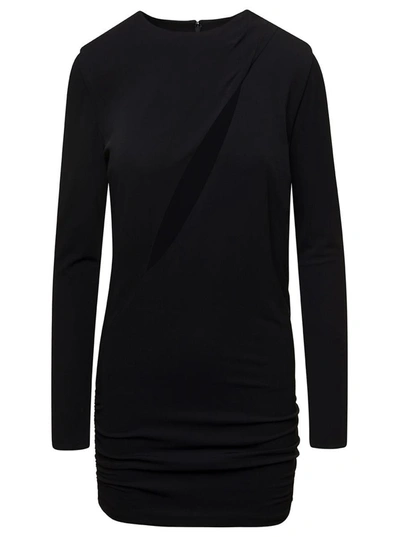VERSACE BLACK FITTED MINIDRESS WITH CUT-OUT DETAIL IN VISCOSE WOMAN
