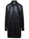 MAISON MARGIELA LONG BLACK SHIRT WITH CLASSIC COLLAR IN FAUX LEATHER WOMAN