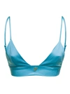 Blumarine Satin Logo Detail Crop Top In Light Blue
