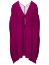 RICK OWENS 'BABEL' FUCHSIA KAFTAN WITH PLUNGING NECKLINE AND MESH PANELLING IN ACETATE WOMAN