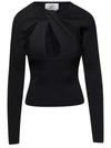 COPERNI BLACK LONG-SLEEVE TOP WITH TWISTED CUT-OUT DETAIL IN VISCOSE WOMAN