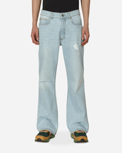 Erl Distressed Denim Trousers In Blue