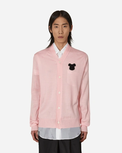 Comme Des Garçons Shirt X Disney Embroidered-logo Cardigan In Pink