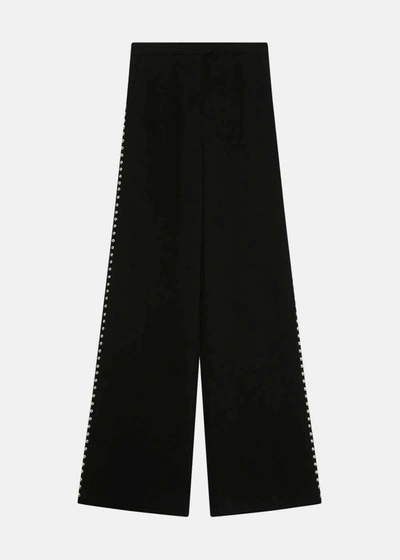 Jonathan Simkhai Stud-detail Wide-leg Trousers In Black