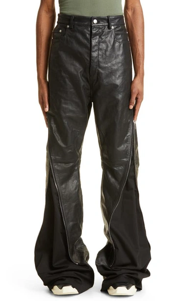 Rick Owens Bolan Banana Zip Calfskin Leather Pants In 09 Black