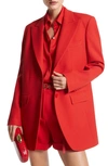 Michael Kors Double Face Crepe Boyfriend Blazer In Red