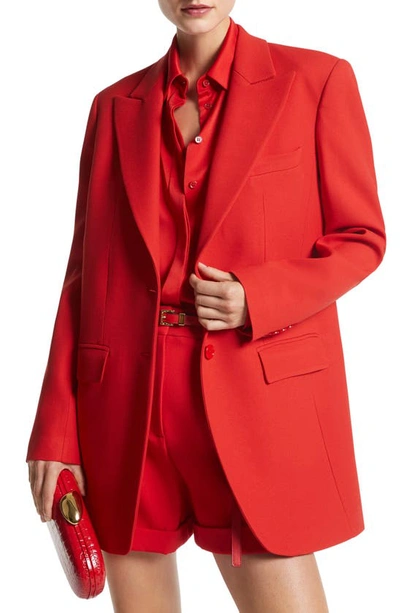 Michael Kors Double Face Crepe Boyfriend Blazer In Optic Whit