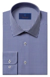 David Donahue Slim Fit Gingham Barrel Cuff Dress Shirt In Navy/ White