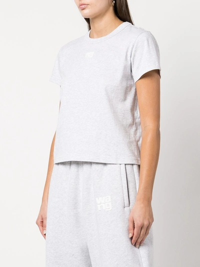 Alexander Wang T T By Alexander Wang Women Essential Jsy Shrunk Tee W/puff Logo & Bound Neck In 050 Heather Grey