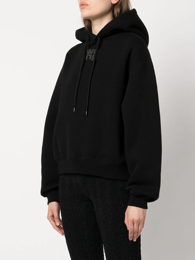 Alexander Wang T T By Alexander Wang Women Essential Puff Logo Terry Hoodie In Black