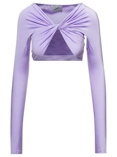 Coperni Twisted Draped Crop Top In Lilac