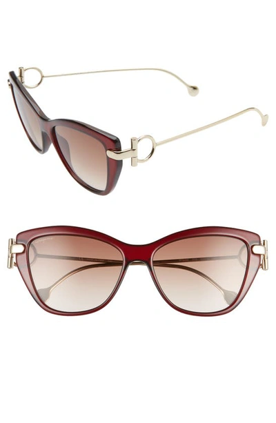 Ferragamo Salvatore  55mm Cat Eye Sunglasses In Wine