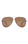 Ferragamo Salvatore  60mm Aviator Sunglasses In Gnmtl Choc