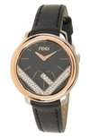 Fendi 28mm Run Away Stainless Steel, Ion-plated Rose Gold, Leather & 0.14 Tcw Diamond Quartz Watch In Two Tone
