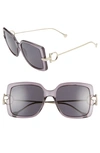Ferragamo Gancio Rectangle Plastic & Metal Sunglasses In Grey