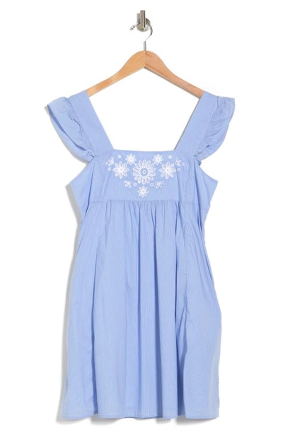 Draper James Connie Floral Embroidered Babydoll Dress In Blue