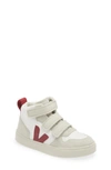 Veja Kids' Small V-10 Mid Sneaker In White Marsala