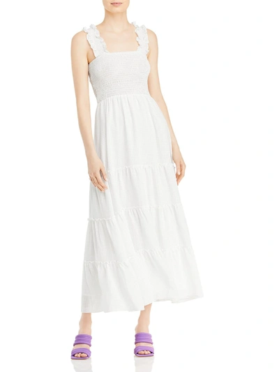 Lucy Paris Womens Gingham Long Maxi Dress In White