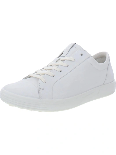Ecco Soft 7  Womens Leather Lace Up Casual And Fashion Sneakers In White