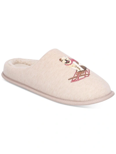 Club Room Mens Faux Fur Comfy Slide Slippers In Beige