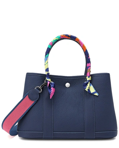 Tiffany & Fred Top-grain Leather Satchel In Blue