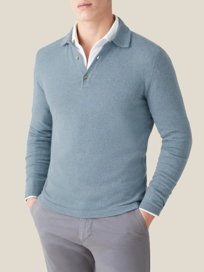 Luca Faloni French Blue Pure Cashmere Polo Sweater