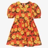 MINI RODINI GIRLS ORANGE & YELLOW COTTON FLOWERS DRESS