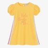 A DEE GIRLS YELLOW DIAMANTÉ COTTON DRESS