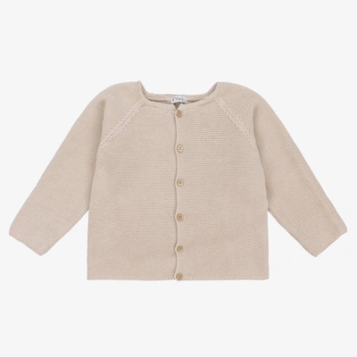 Mebi Babies' Beige Cotton Knit Cardigan