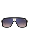 Carrera Eyewear 60mm Gradient Polarized Rectangular Sunglasses In Black Beige/ Brown