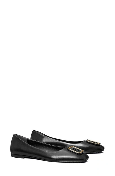 Tory Burch Georgia Square Toe Ballet Flat In Perfect Black