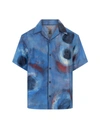 Marni Short-sleeved Silk Bowling Shirt In Blue