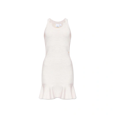 Burberry Melange Sand Stretch Silk Blend Mini Dress Nd  Donna Xs In White