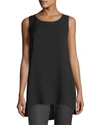 Gucci Ruthie Sleeveless High-low Hem Silk Blouse In Black