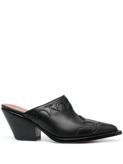 Sonora Rosedale Leather Cowboy Mules In Black