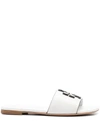 Tory Burch Slides In Nappa Leather With Monogram In White