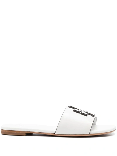 Tory Burch Eleanor Leatherflat Sandals In White