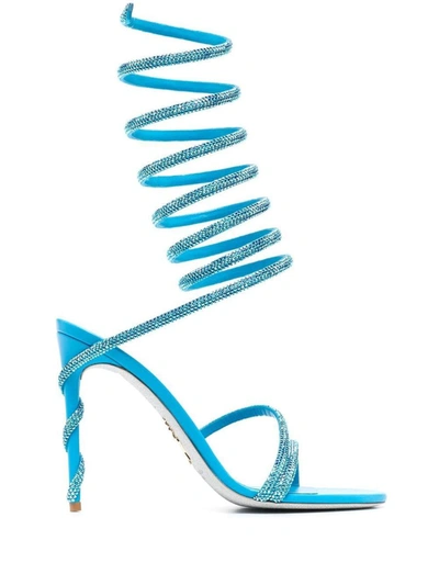 René Caovilla Rene Caovilla Crystal Embellished Heel Sandals In Blue