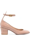 Valentino 60mm Tan-go Patent Leather Pumps In Powder