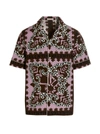 Valentino Cotton Shirt With Mini Bandana Print In Brown/wisteria