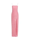 Rotate Birger Christensen Sequin-embellished Side-slit Maxi Dress In Pink Polyester In Pink