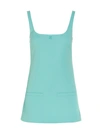 Courrèges Suspender-detailed Twill Trapeze Mini Dress In Light Blue