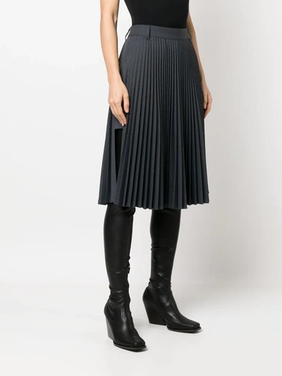Burberry Pleated Midi Skirt In Dark Grey Melange