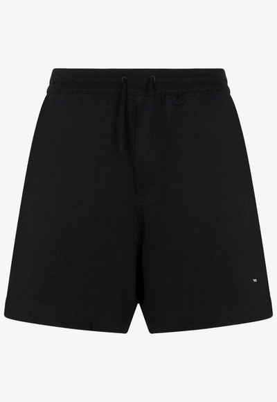 Y-3 Straight-leg Organic Cotton-jersey Drawstring Shorts In Black