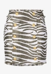 Balmain Hw Butonned Lurex Zebra Short Skirt In Monochrome