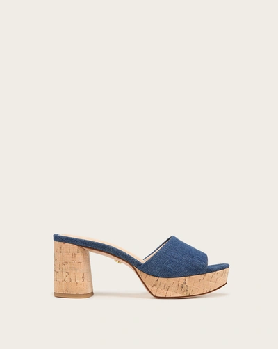 Veronica Beard Dali Block-heel Sandal In Mountain Blue/ Natural