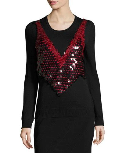 Altuzarra Powell Embellished Merino Wool Sweater In Black