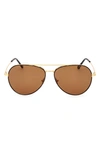 Tom Ford Dashel 62mm Polarized Aviator Sunglasses In Yellow Gold/ Brown