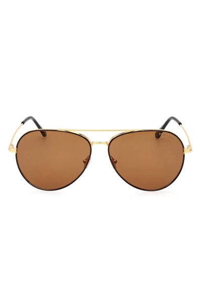 Tom Ford Dashel 62mm Polarized Aviator Sunglasses In Gold/brown Solid
